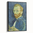 Black and white framed canvas of a Van Gogh landscape painting, ideal for bedroom wall decor.