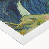 Art deco poster on rolled canvas featuring geometric patterns in muted gold and black tones.