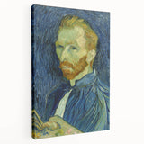 Vincent van Gogh inspired artwork on stretched canvas featuring swirling blue and yellow tones, ideal for kitchen wall art.