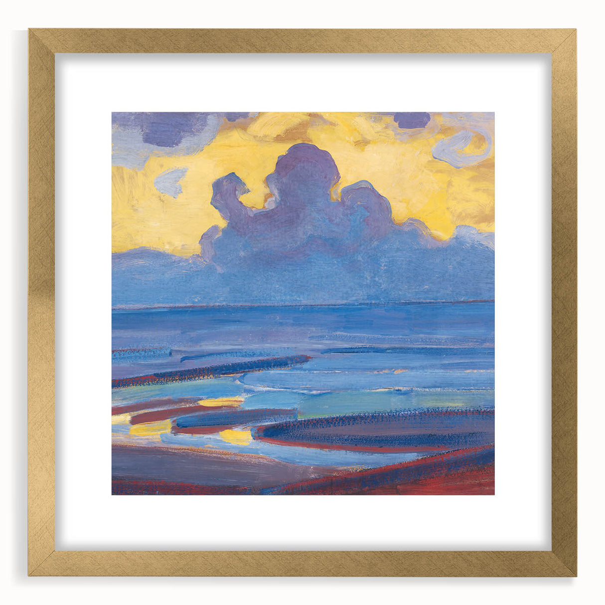 Modern Wall Art - Serene Seascape in Vibrant Blues and Yellows