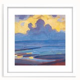 Modern Wall Art - Serene Seascape in Vibrant Blues and Yellows