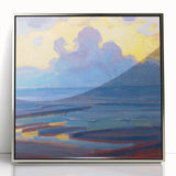 Modern Wall Art - Serene Seascape in Vibrant Blues and Yellows