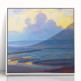 Modern Wall Art - Serene Seascape in Vibrant Blues and Yellows
