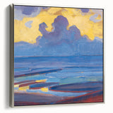 Modern Wall Art - Serene Seascape in Vibrant Blues and Yellows