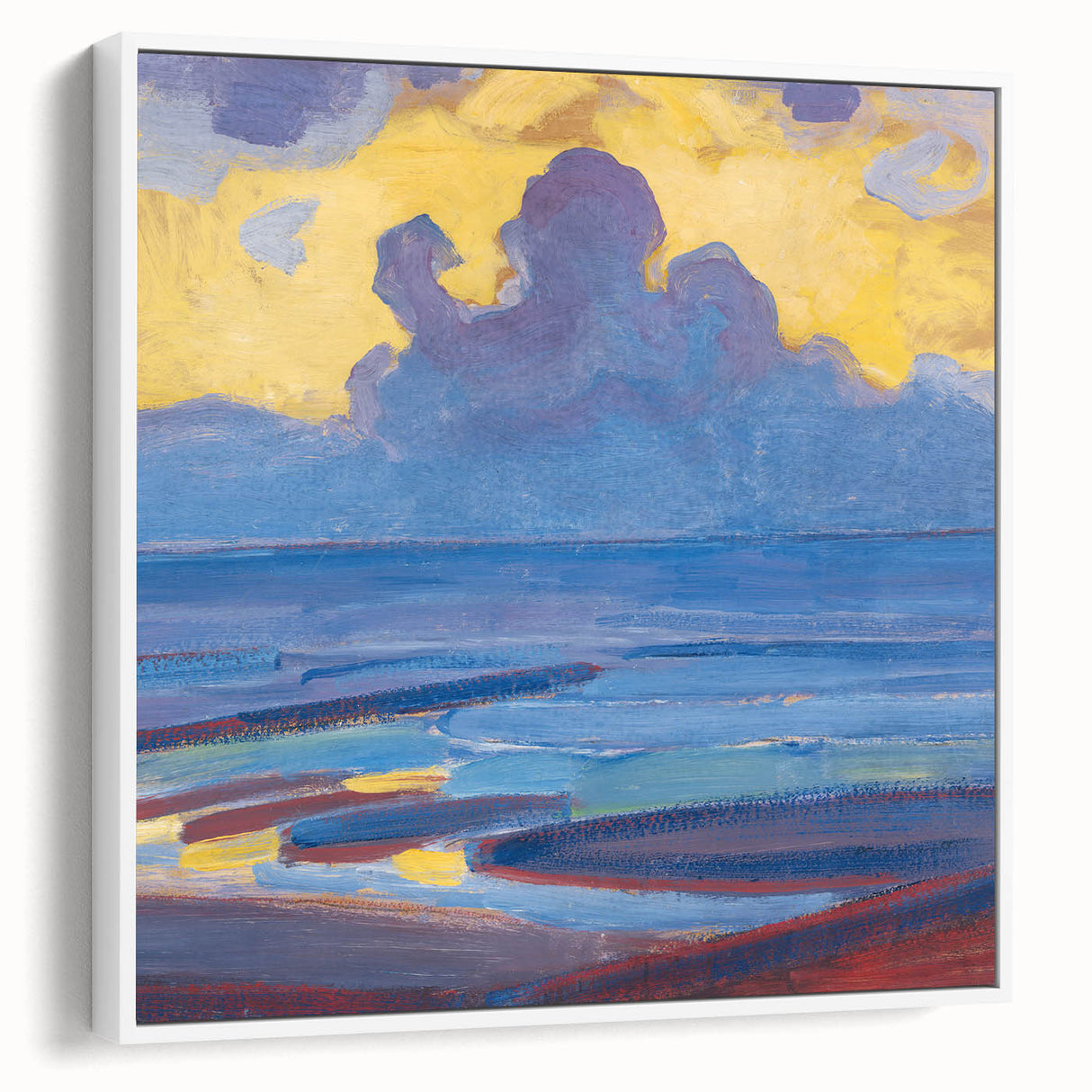 Modern Wall Art - Serene Seascape in Vibrant Blues and Yellows