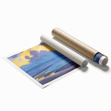 Modern Wall Art - Serene Seascape in Vibrant Blues and Yellows