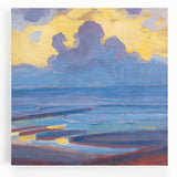 Modern Wall Art - Serene Seascape in Vibrant Blues and Yellows