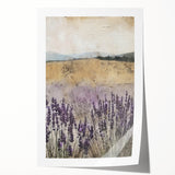Rustic Lavender Field Wall Art - Vintage Farmhouse Nature Print