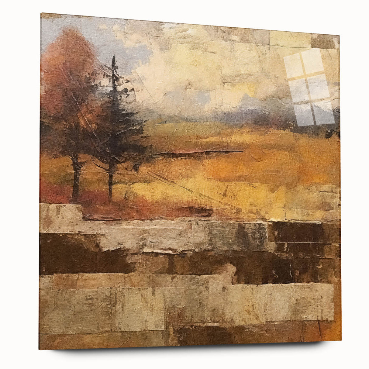 Rustic Autumn Landscape Wall Art - Vintage Farmhouse Nature Print