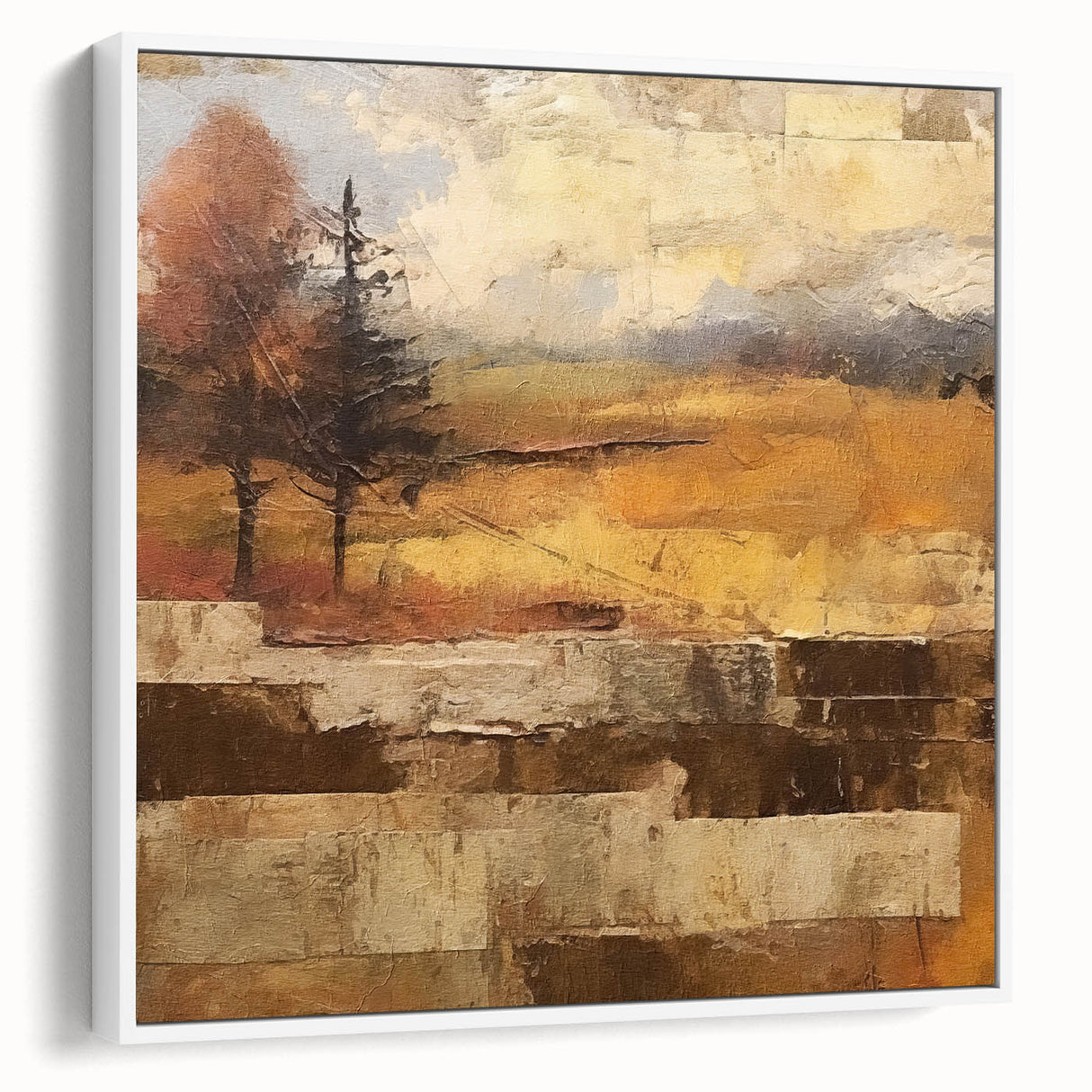 Rustic Autumn Landscape Wall Art - Vintage Farmhouse Nature Print