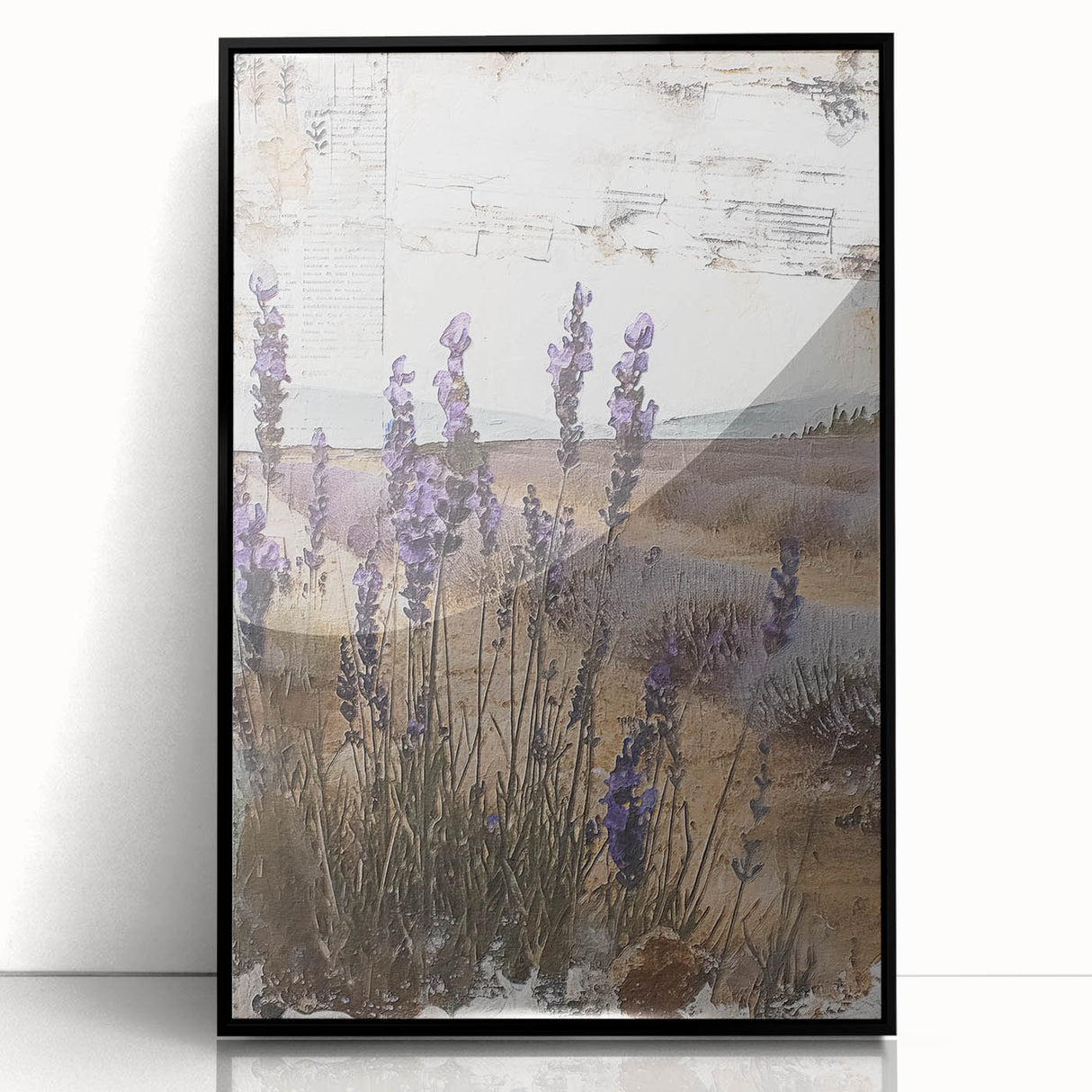 Rustic Lavender Field Wall Art - Vintage Farmhouse Nature Print