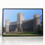 Framed acrylic artwork showcasing a stunning castle landscape, set against a black background. This decorative piece adds elegance to any home decor, perfect for art enthusiasts.