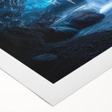 Rolled canvas print showcasing a stunning cave landscape design with vibrant colors and intricate details, elegantly packaged for safe delivery. Ideal for home decor.