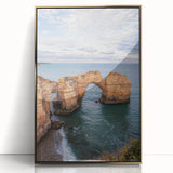 Framed acrylic artwork depicting a stunning landscape of cliffs with a gold border, showcasing vibrant colors and intricate details, perfect for home decor.