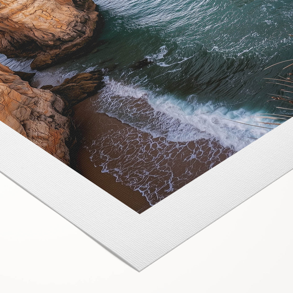 Vivid rolled canvas artwork depicting majestic cliffs and vibrant landscapes, showcasing rich colors and intricate details, perfect for home decor accentuating nature's beauty.