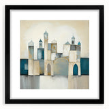 Abstract architectural wall art framed in black, showcasing geometric shapes and lines, perfect for modern decor. Ideal for enhancing contemporary living spaces.