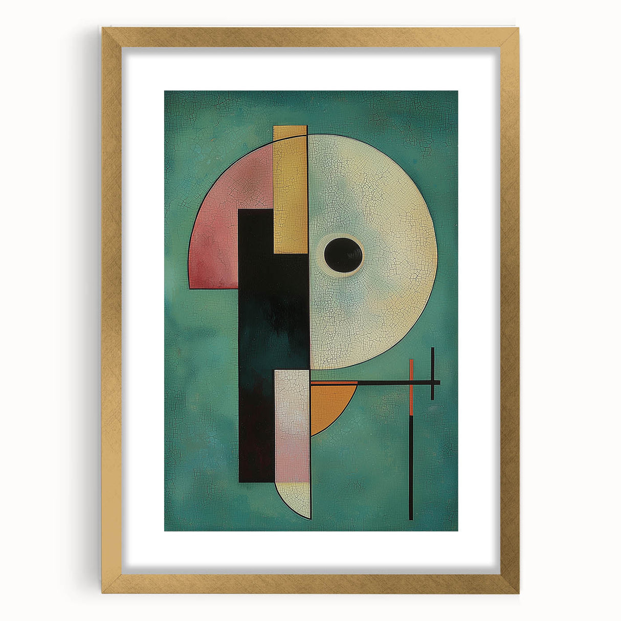 Elegant abstract geometric frame in gold, featuring a sleek mat design, perfect for modern home decor. Ideal for showcasing artwork or photographs.