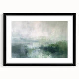 Abstract landscape wall art featuring a black frame and mat, showcasing vibrant colors and unique textures, ideal for modern home decor.