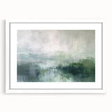 Abstract landscape wall art in a white frame with a mat, showcasing vibrant colors and fluid shapes, perfect for enhancing modern home decor.