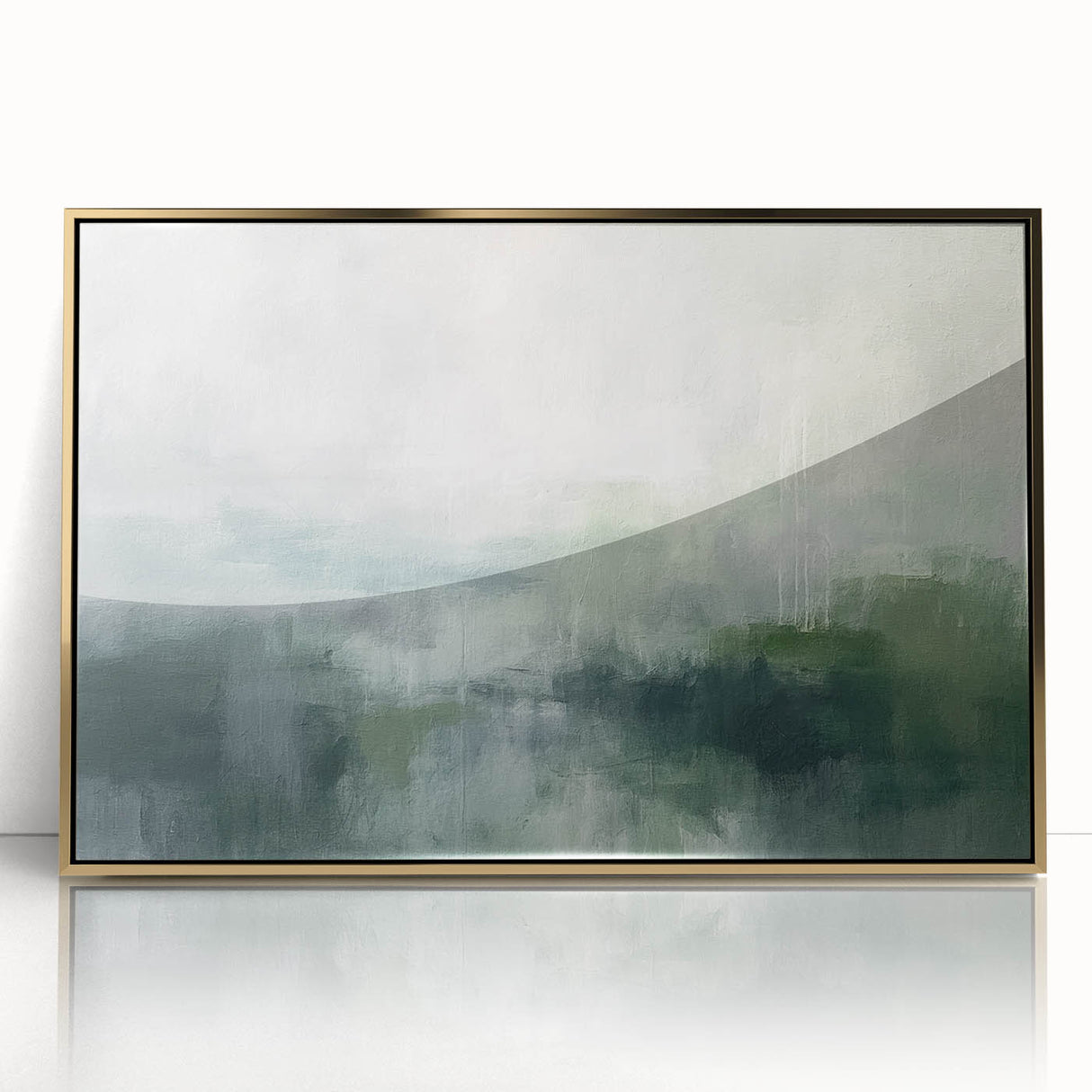 Abstract landscape wall art featuring vibrant gold and earthy tones, framed in an elegant design, perfect for modern home decor. Ideal for enhancing living spaces with a touch of sophistication.