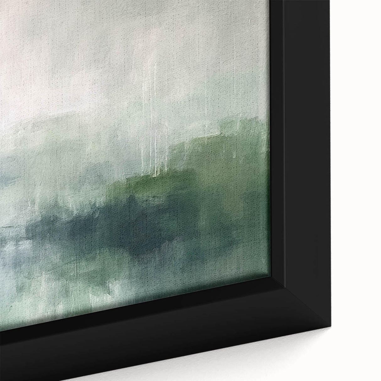 Close-up of a framed abstract landscape canvas art piece, showcasing vibrant colors and intricate textures, perfect for modern home decor.