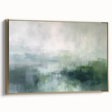 Framed canvas wall art showcasing an abstract landscape design with gold accents, displayed in a modern setting to enhance interior decor aesthetics.