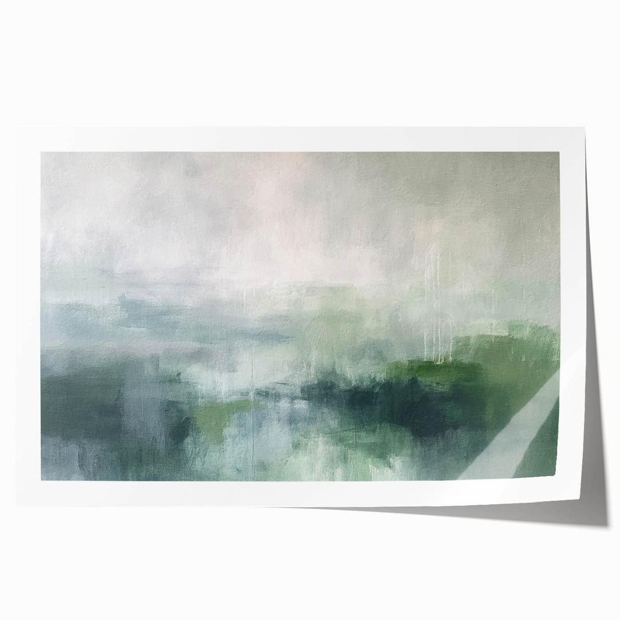 Abstract landscape wall art print showcasing vibrant colors and fluid shapes, rolled up for easy transportation and display, perfect for modern home decor.