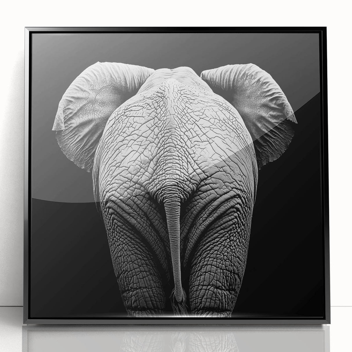 Framed acrylic wall art showcasing a vibrant animal design, featuring rich colors and intricate details, set against a sleek black frame for an elegant display.