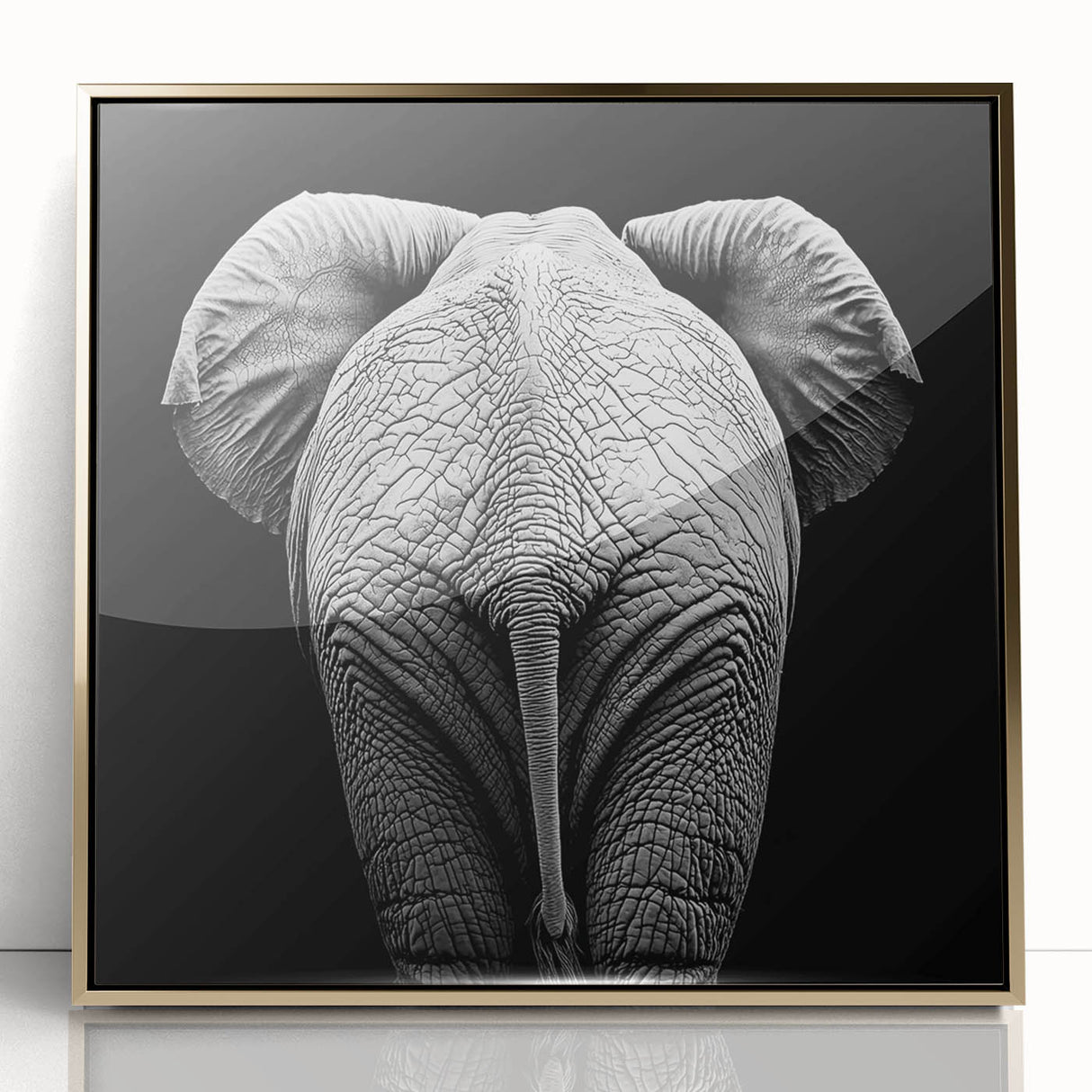 Framed acrylic wall art featuring a vibrant animal design in gold tones, showcasing intricate details and a modern aesthetic, perfect for enhancing home decor.