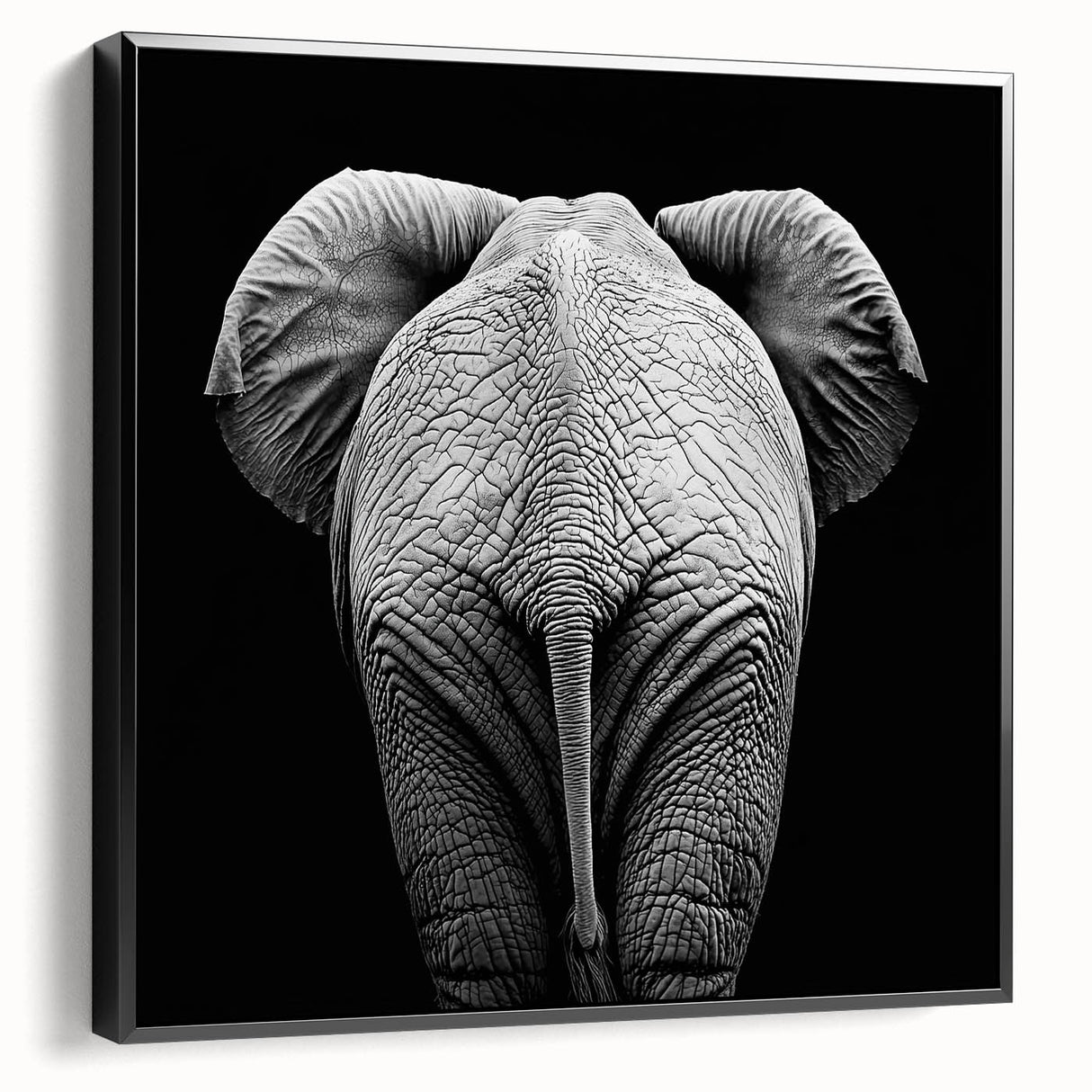 Framed canvas featuring a vibrant animal design with a black frame, showcasing intricate details and colors, perfect for enhancing modern home decor.