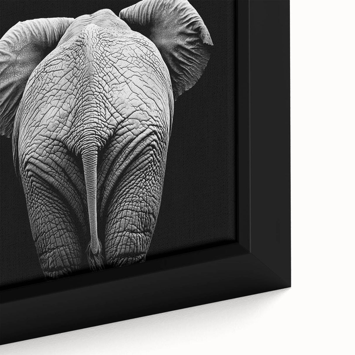 Close-up of a framed canvas showcasing a vibrant, colorful design featuring various stylized animals, ideal for enhancing home decor and art collections.