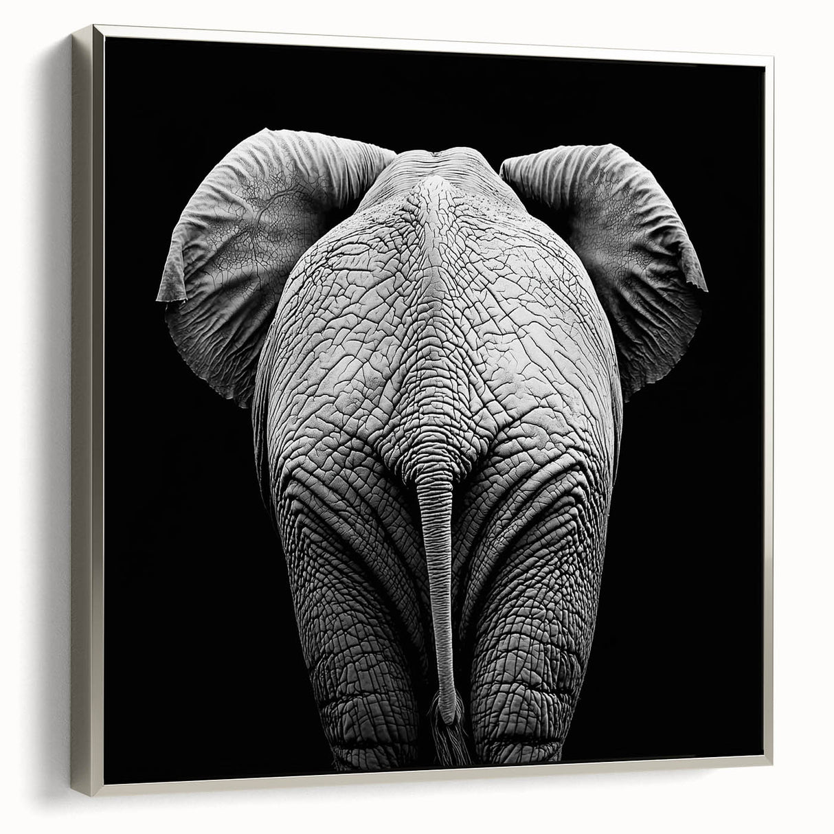 Framed canvas art depicting various animals in a stylized design, showcased in a sleek silver frame, ideal for enhancing home decor with a touch of wildlife elegance.