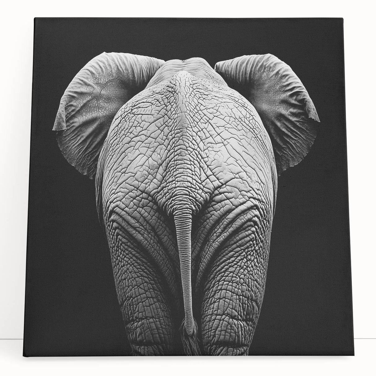 Colorful animal-themed stretched canvas artwork featuring a variety of wildlife designs, perfect for enhancing home decor, showcasing vibrant colors and intricate details. The canvas leans against a neutral wall, highlighting its artistic appeal and modern vibe.