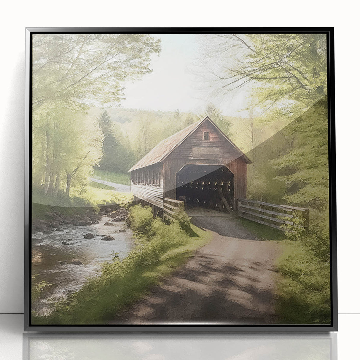 Large abstract wall art featuring a mid-century modernist style bridge in black and white acrylic, ideal for modern decor.