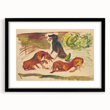 Vivid Expressionist Dogs in Landscape - Colorful Canvas Print