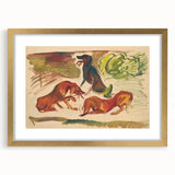 Vivid Expressionist Dogs in Landscape - Colorful Canvas Print
