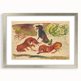 Vivid Expressionist Dogs in Landscape - Colorful Canvas Print