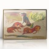 Vivid Expressionist Dogs in Landscape - Colorful Canvas Print