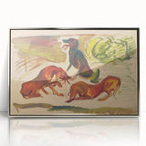 Vivid Expressionist Dogs in Landscape - Colorful Canvas Print