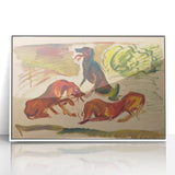 Vivid Expressionist Dogs in Landscape - Colorful Canvas Print