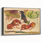 Vivid Expressionist Dogs in Landscape - Colorful Canvas Print