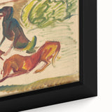 Vivid Expressionist Dogs in Landscape - Colorful Canvas Print