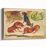 Vivid Expressionist Dogs in Landscape - Colorful Canvas Print