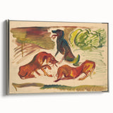 Vivid Expressionist Dogs in Landscape - Colorful Canvas Print