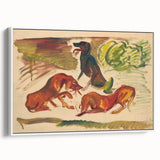 Vivid Expressionist Dogs in Landscape - Colorful Canvas Print