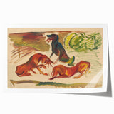Vivid Expressionist Dogs in Landscape - Colorful Canvas Print