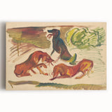 Vivid Expressionist Dogs in Landscape - Colorful Canvas Print