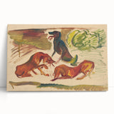 Vivid Expressionist Dogs in Landscape - Colorful Canvas Print