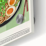 Large abstract wall art featuring an array of colorful food dishes on acrylic glass, ideal for dining room decor.