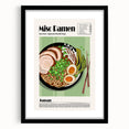 Extra large abstract art print featuring a colorful array of textured food dishes, framed in black.